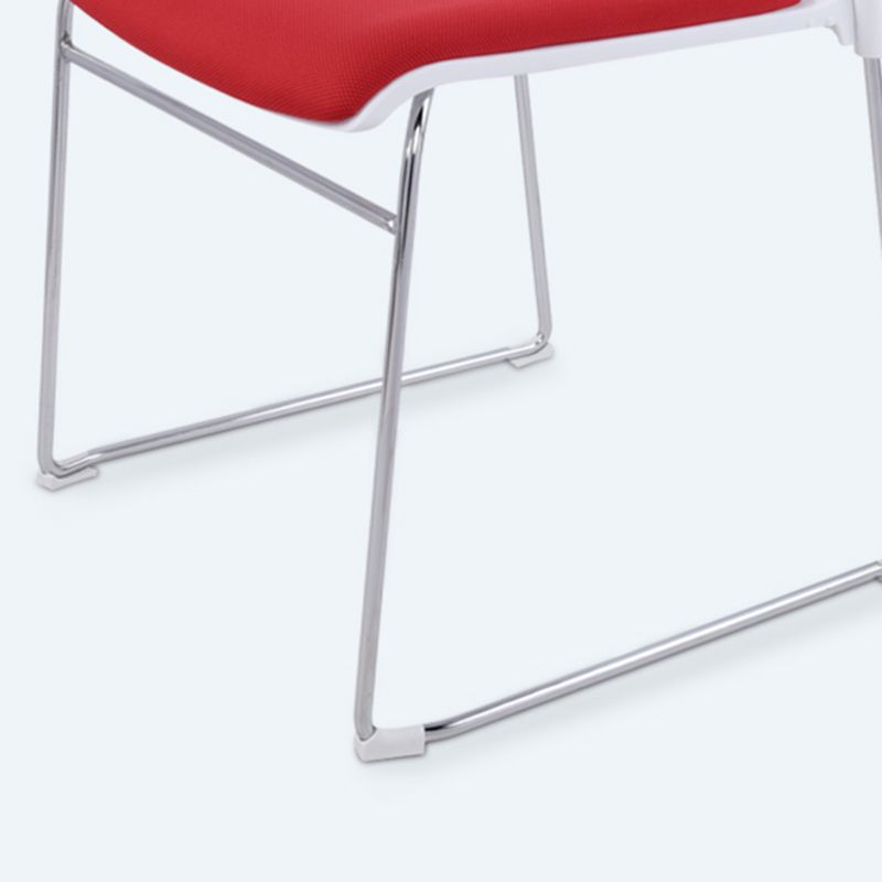 Lumbar Support Conference Chair Silver Steel Frame Armless Chair