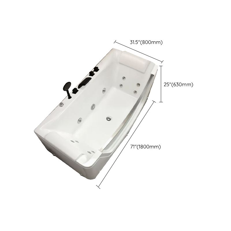Modern Rectangle Acrylic Bathtub Back to Wall with Massage Device