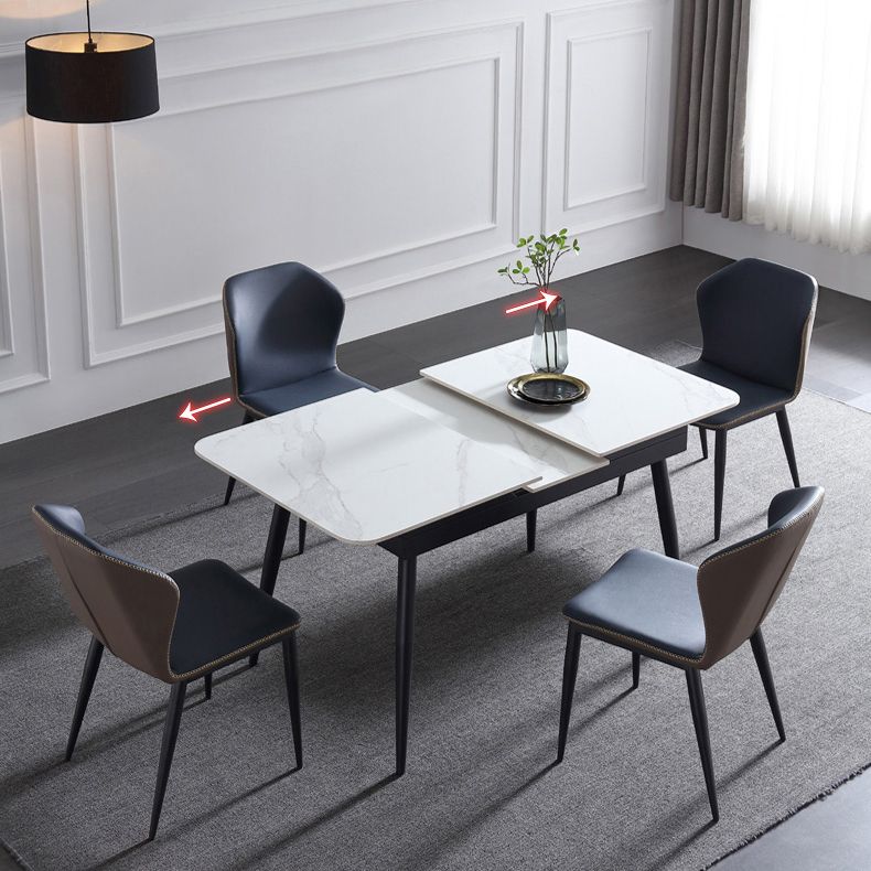 Rectangle Contemporary Sintered Stone Dining Room Set with Removable Leaf Dining Furniture Set