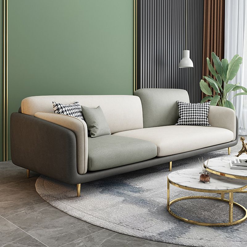 34.64" H Round Arm Sofa with 3 Pillows Modern Color Block Sofa