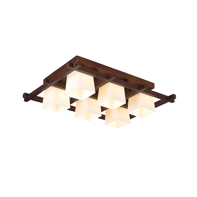 Modern Simple Wooden Ceiling Light Geometry Shape Ceiling Lamp for Bedroom