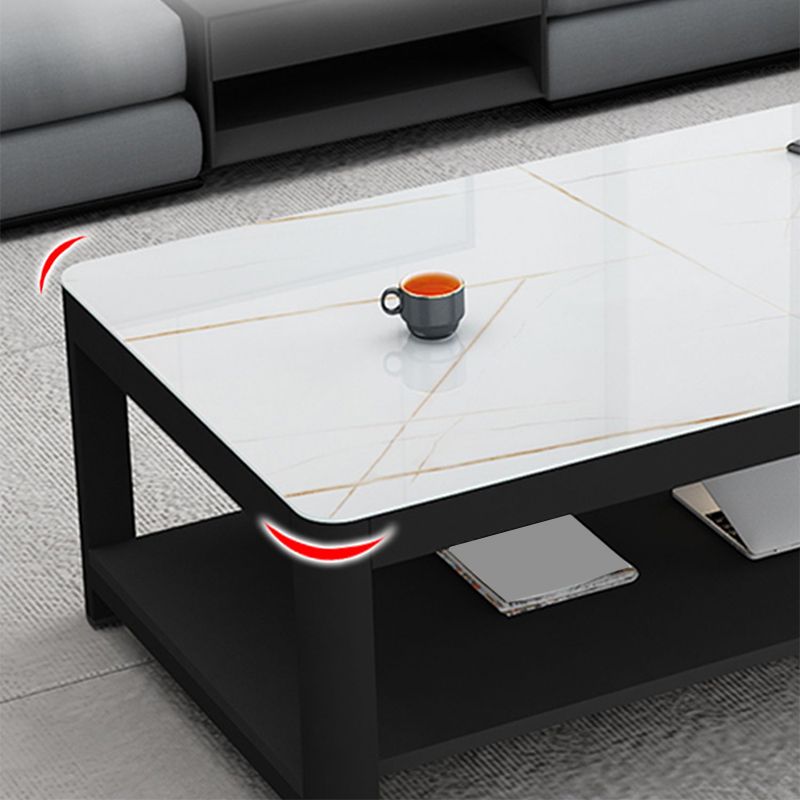 17"H Contemporary Coffee Table Rectangle White Coffee Cocktail Table