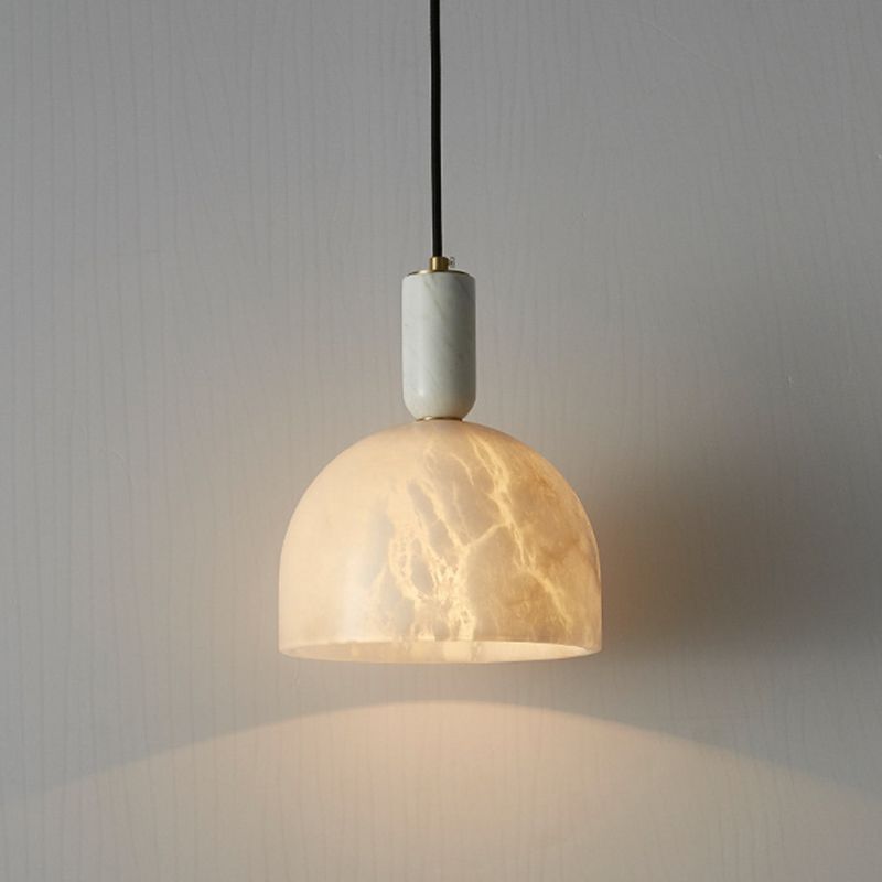 Kleine marmeren hanglamplichter bevestiging eenvoudig 1 bol messing hangend licht voor slaapkamer