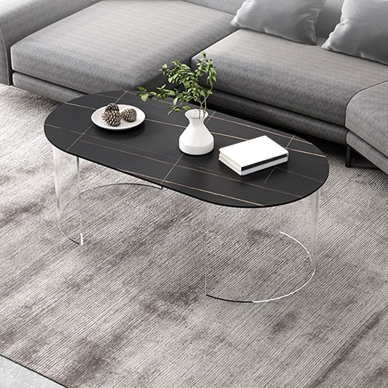 Modern Coffee Table 17.71" High Coffee Table with Acrylic 2 Legs