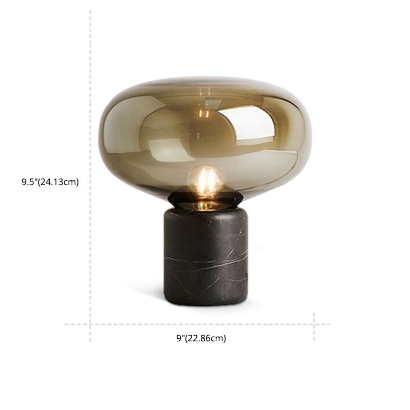 Modern Minimalist Table Lamp Marble Drum Indoor Table Light with Glass Shade