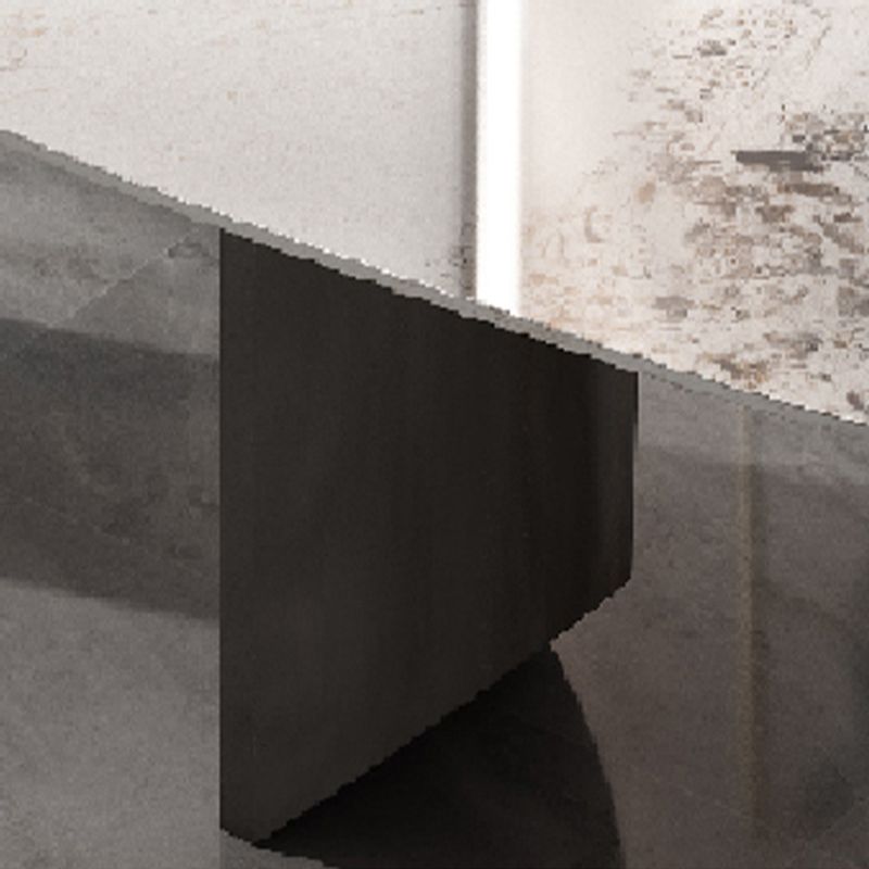 Industrial Double Pedestal Dining Table Rectangle Stone Top Dining Room Table