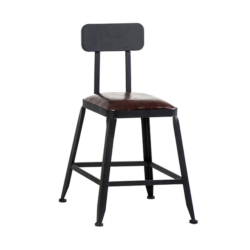 Dining Room Industrial Style Leather Barstool Iron 4 Legs Bar Stool with Pedal