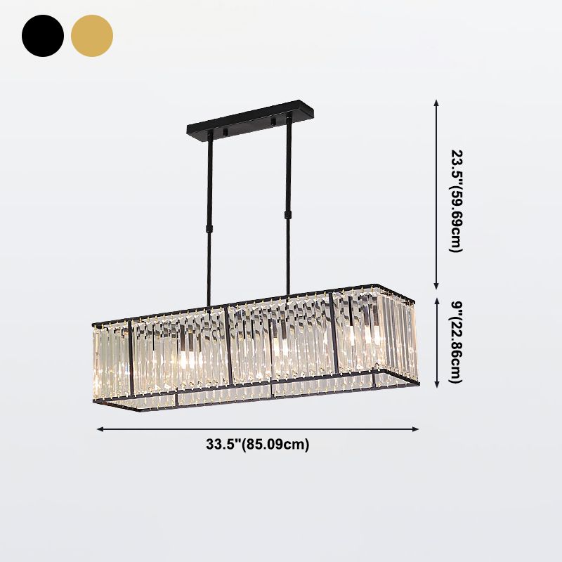 Modern Rectangle Shade Island Pendant Crystal Island Lights for Dinning Room