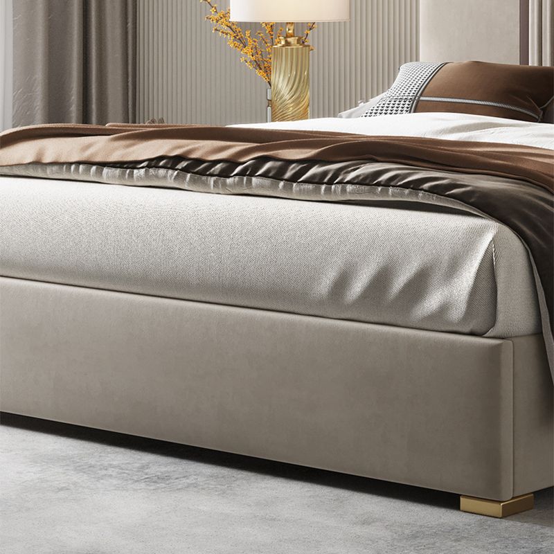 Glam Solid Color with Headboard Rectangular Panel Standard Bed