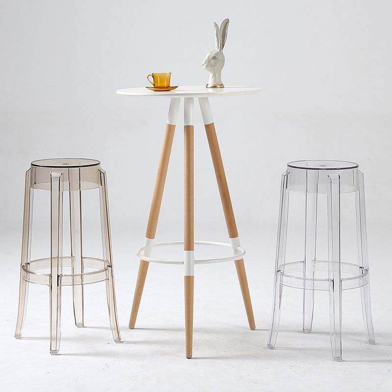 Sgabelli da bar scandinavi senza schienale in plastica trasparente