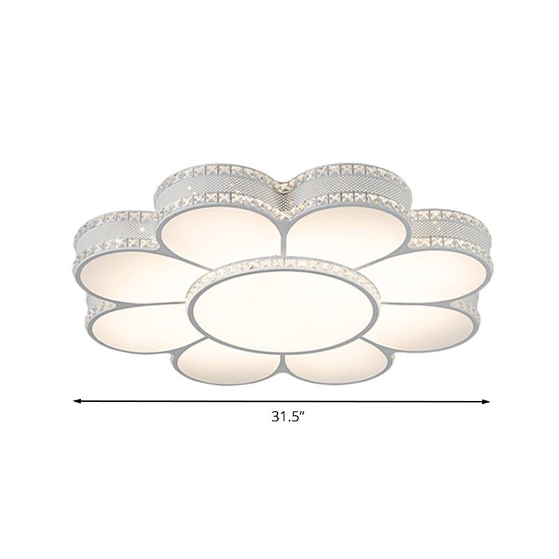 White 19.5"/23.5"/31.5" W LED Flush Light Modern Acrylic Petal Ceiling Flush Mount Lamp in Warm/White/3 Color Light