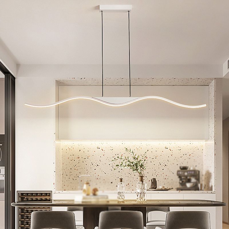 Single White Modernism Kitchen Island Lighting Unique Metallic Ceiling Light
