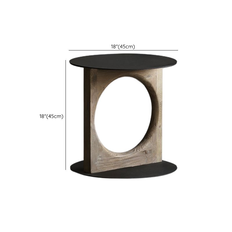 Solid Wood Rustic End Table Living Room Round Side End Table