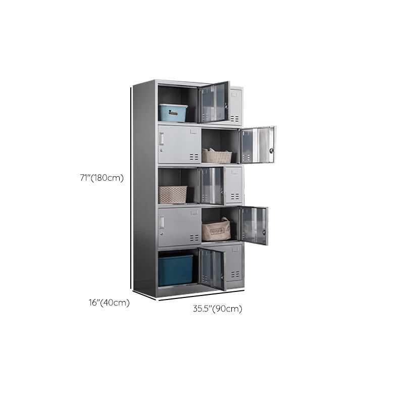 Contemporary Steel Indoor Cabinet Silver Storage Cabinet with Hinged Doors