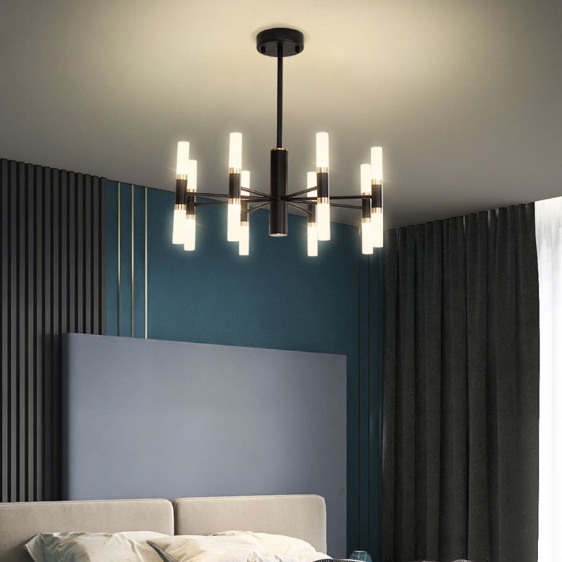 Linear Chandelier Light Fixtures Postmodern Multi-Head Suspension Pendant Lamps for Living Room