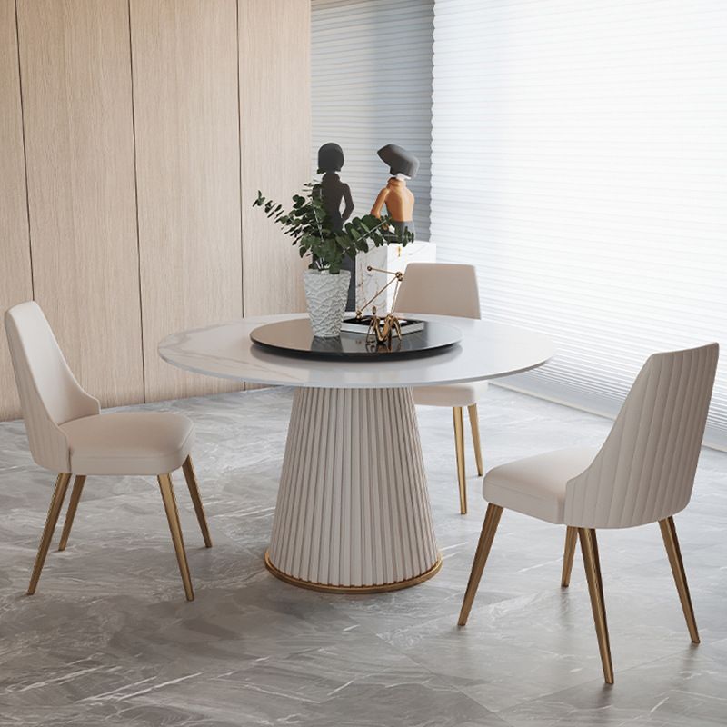 Glam Home Convertible Dining Table Sintered Stone Round Pedestal Table