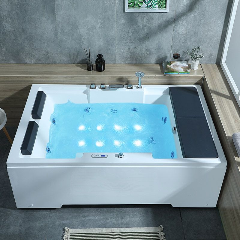 Modern Style Acrylic Rectangular Bath Tub White Tub with Internal Drain