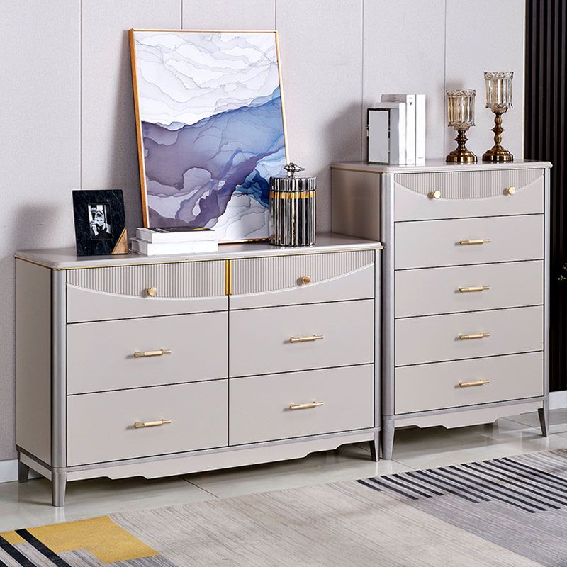 Glam Wooden Storage Chest 16" Wide Bedroom Chest in Grey with Drawers