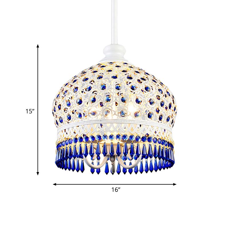 Dome Dining Room Chandelier Lamp Bohemian Metal 3 Lights White Pendant Lighting Fixture