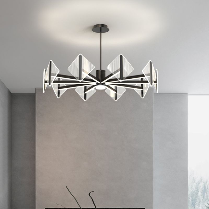 Creative Acrylic LED Chandelier Modern Style Pendant Light in Black for Bedroom