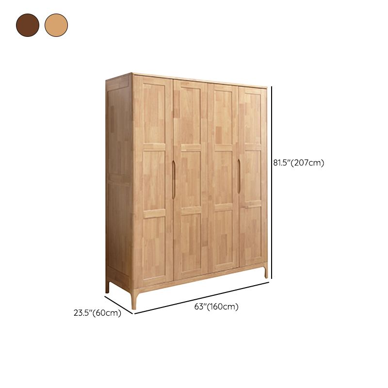 Rubber Wood Wardrobe Cabinet Contemporary Closet Back Hinged Wardrobe