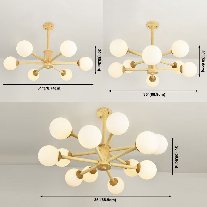 Moderner Globe Kronleuchter-Leuchten mehrköpfiger beige Kronleuchter Anhängerlampe für Restaurant