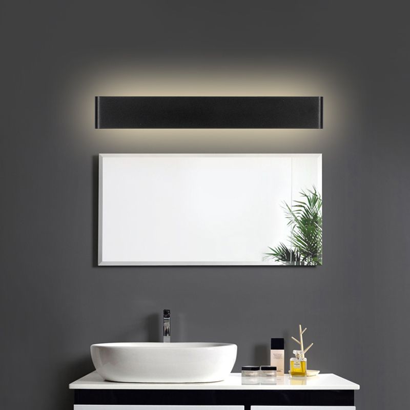 Modernism Rectangle Vanity Wall Sconce Black/White Aluminum LED Living Room Wall Mount Lamp in Warm/White Light