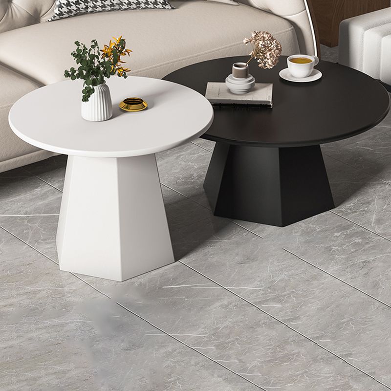 Round Metal Coffee Table Set Pedestal Simple Cocktail Table for Living Room