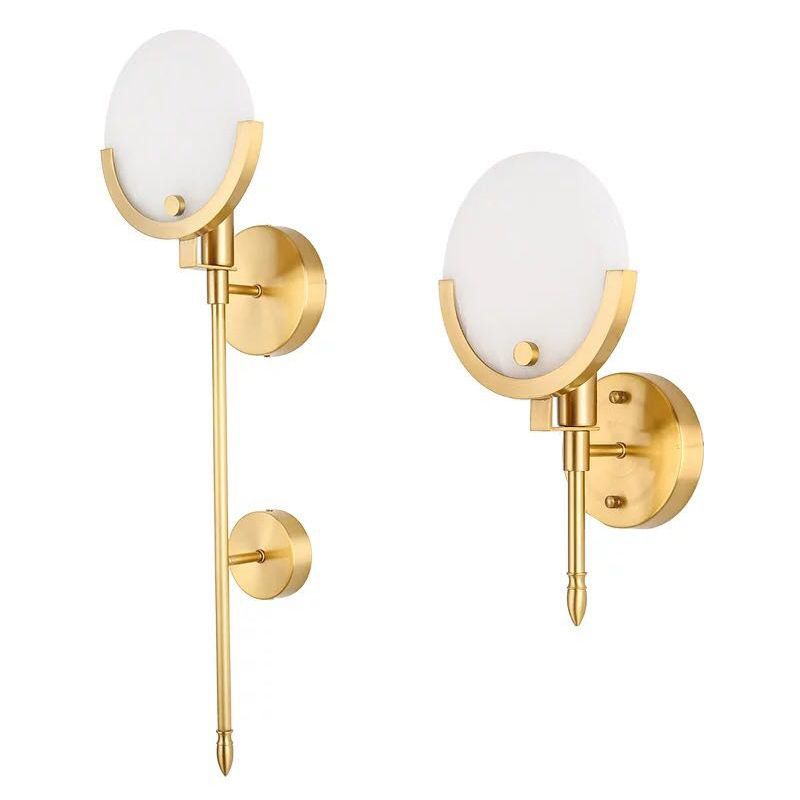 Stone Round Sconce Light Contemporary 1 Head Wall Mount Lighting in Gold