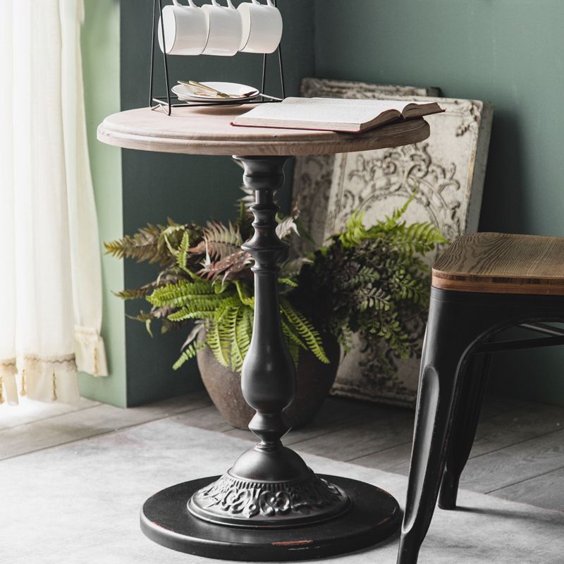 Circular Pedestal Base Design Made of Old Solid Wood Table French Country Style Side Table