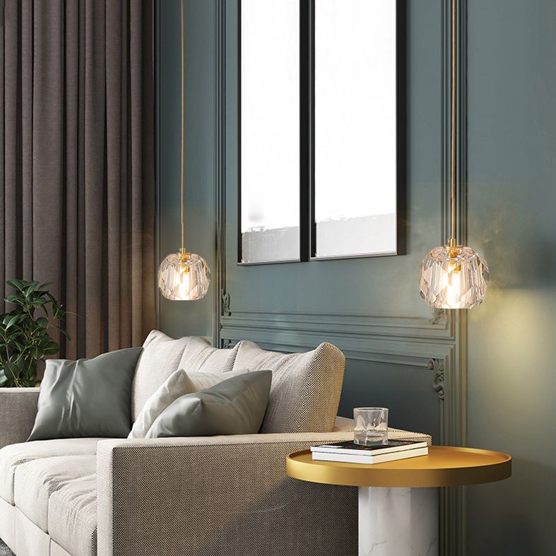 1-Light Crystal Ball Mini Pendant Light 4.3 Inch Wide Modern Simplicity Style Hanging Light with 78.7" Adjustable Suspension Wire