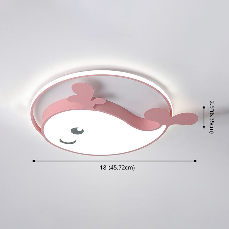 Accesorio de techo LED de delfín acrílico en soporte empotrado de hierro lacado de estilo creativo para niños para dormitorio