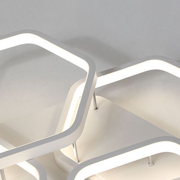 Luminaire encastré hexagonal moderne en métal, plafonnier encastré en blanc