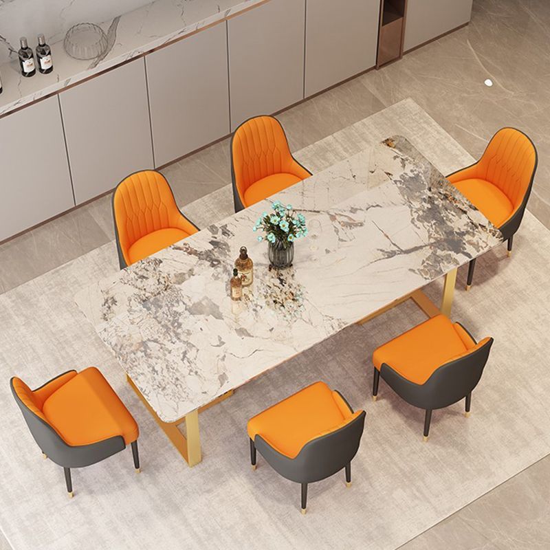 Metal Mesa Rectangular de Luxury Metal Mesa de interior de piedra sinterizada con base de trineo