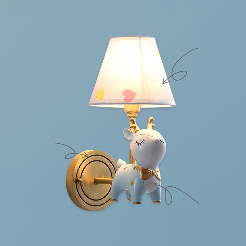 Minimalist Style Wall Sconce Lighting Deer Sconce Light Fixture with Fabric Shade