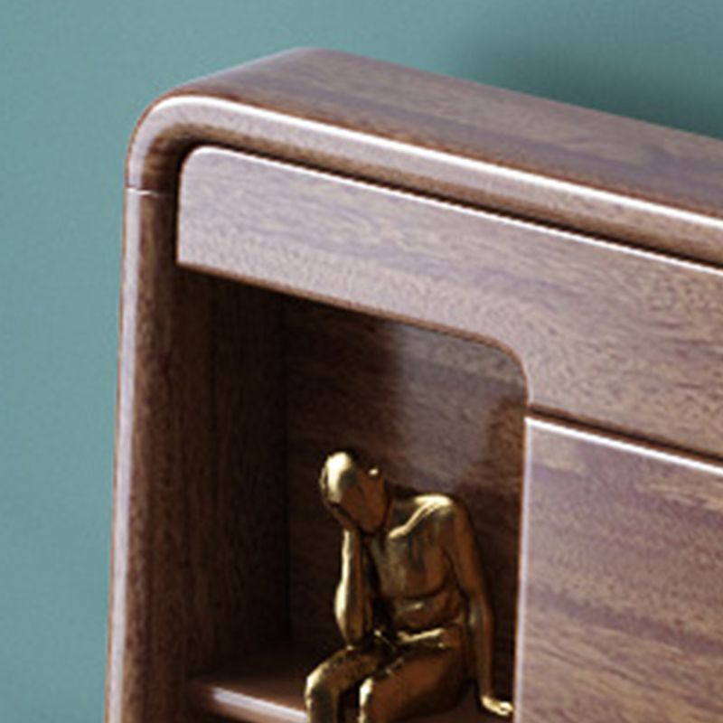 Scandinavian Solid Wood Storage with Headboard Panel Standard Bed