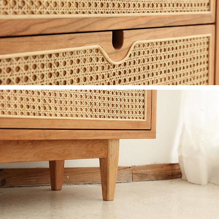 Pine Solid Wood Buffet Modern Natural Living Room Dining Buffet with Drawers