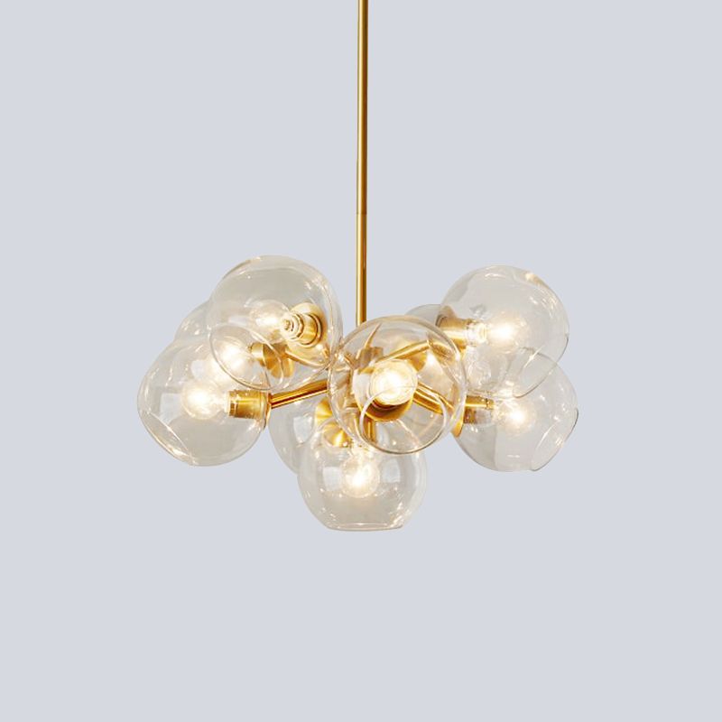 Lampada a bolla appesa il lampadario in vetro trasparente a 9 luci a soffitto in ottone lampada a sospensione