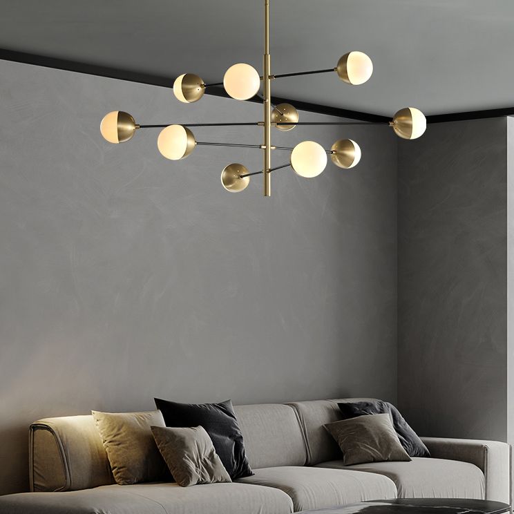 Lampadella in ottone in ottone in stile post-moderno in metallo + glass sfera di stile molecolare accompagnamento in oro