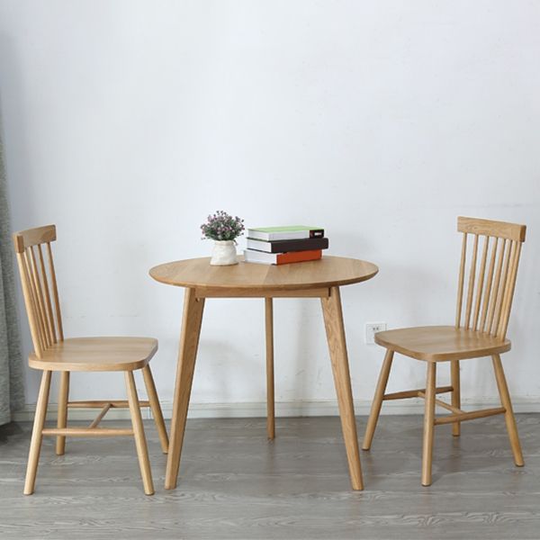 Round Dining Table Natural Contemporary Style Solid Wood Dinner Table for Home Kitchen