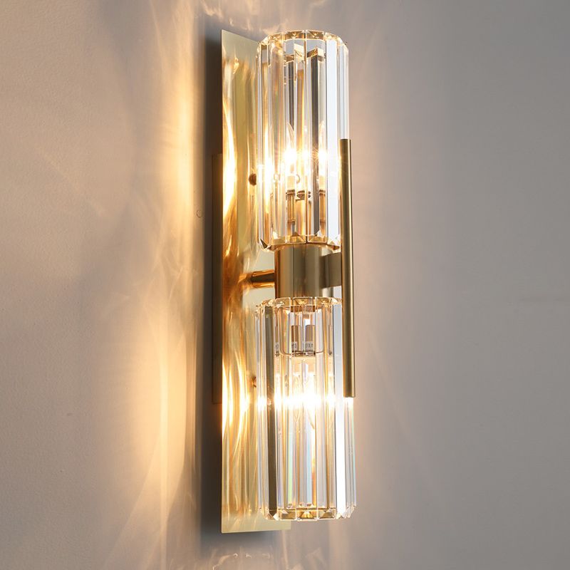 Gold Geometric Wall Sconce in Modern Luxury Style Warhing Fir Wall Lampe With Crystal Shade