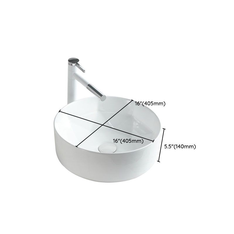 Contemporary Bathroom Sink White Porcelain Vessel Lavatory Sink Only