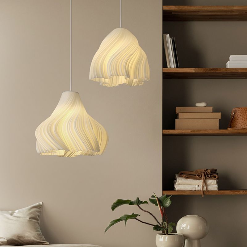 Luminaire de pendentif floral blanc lampe de suspension en plastique à 1 lumière minimaliste