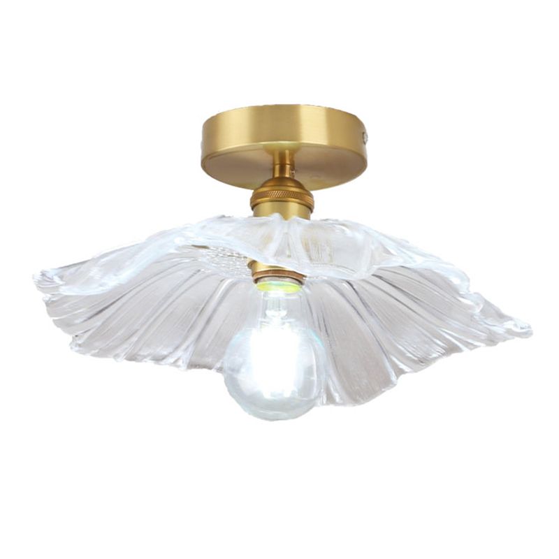 Lámpara de techo de cobre estilo colonial Lotus Metal 1 luz empotrada
