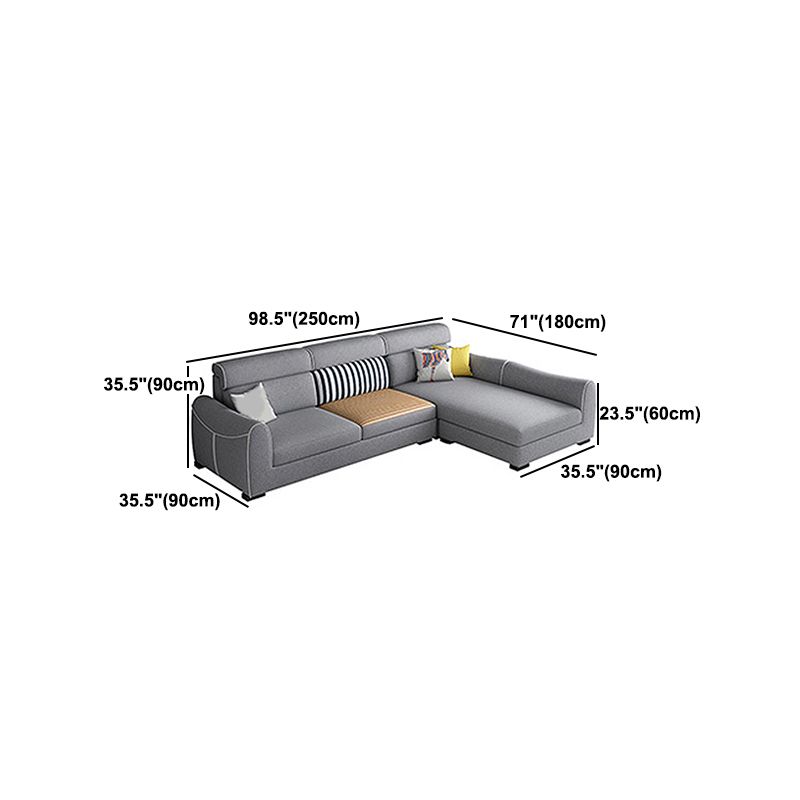 Contemporary Sewn Pillow Back Sofa & Chaise Square Tufted Sofa