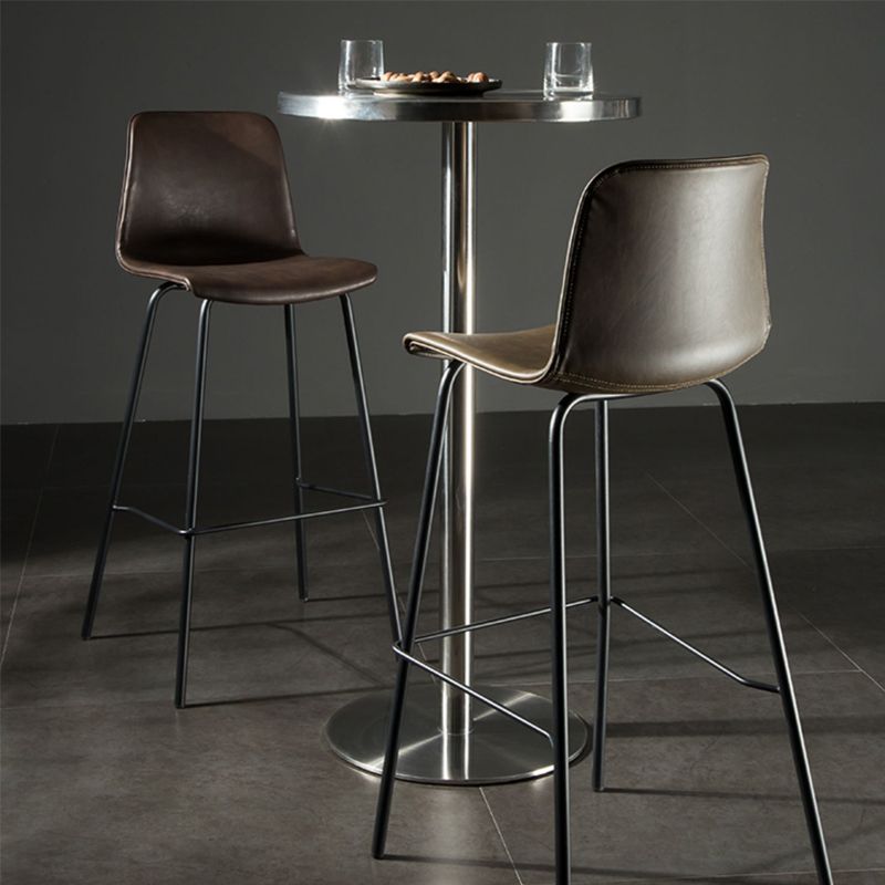 Modern Matte Finish PU Leather Barstool Low Back Restaurant Stool