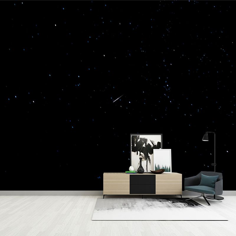 Modern Sparse Starry Sky Mural for Living Room Custom Wall Covering in Dark Color