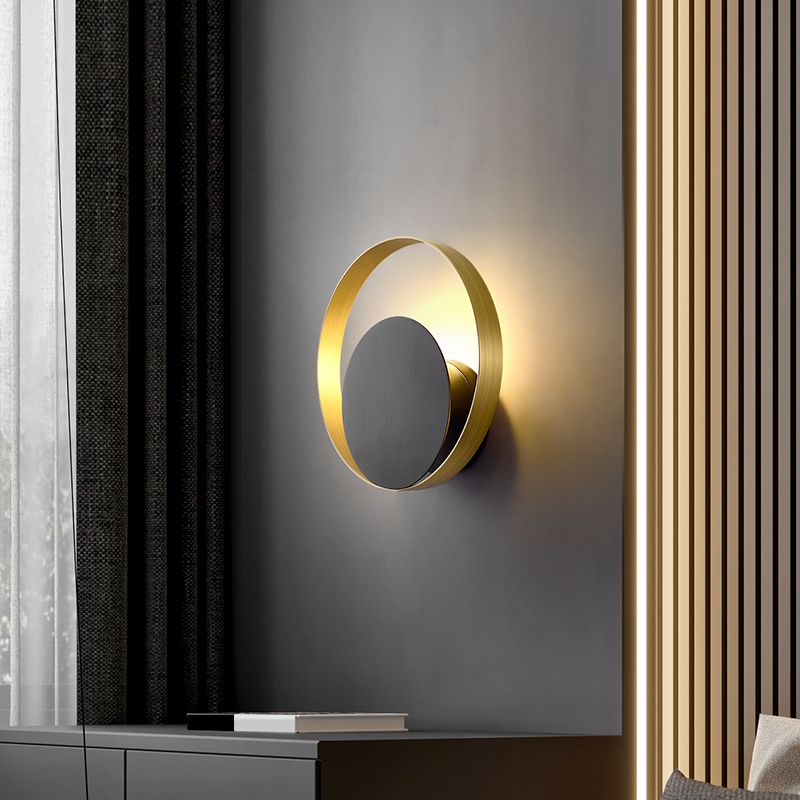 Modern Wall Sconce Circle Shape Wall Light with Metal Shade for Bedroom