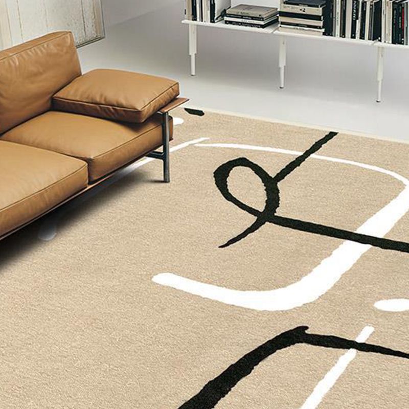 Apricot Color Piece Carpet Polyester Modern Carpet Washable Carpet for Living Room