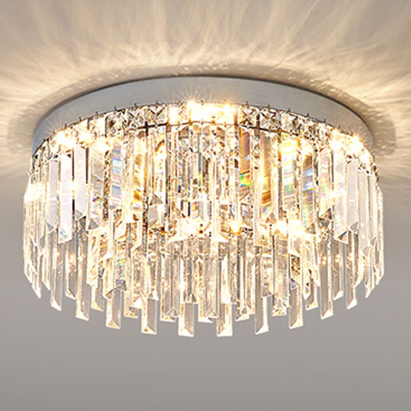 Plafonnier LED rond de luxe moderne en acier inoxydable, montage encastré pour salon